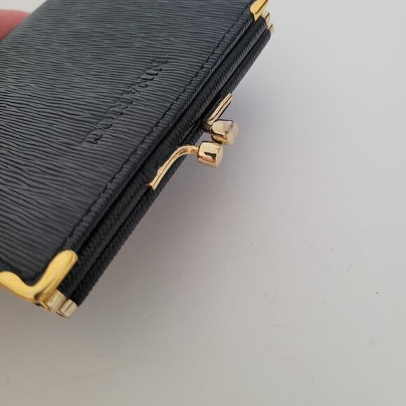 Nina Ricci Card Bill Holder Black Wallet Compact Kisslock Leather Vintage Italia - Picture 10 of 12